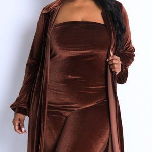 Beautiful  strapless jumpsuit with matching Cardigan Jacket. 